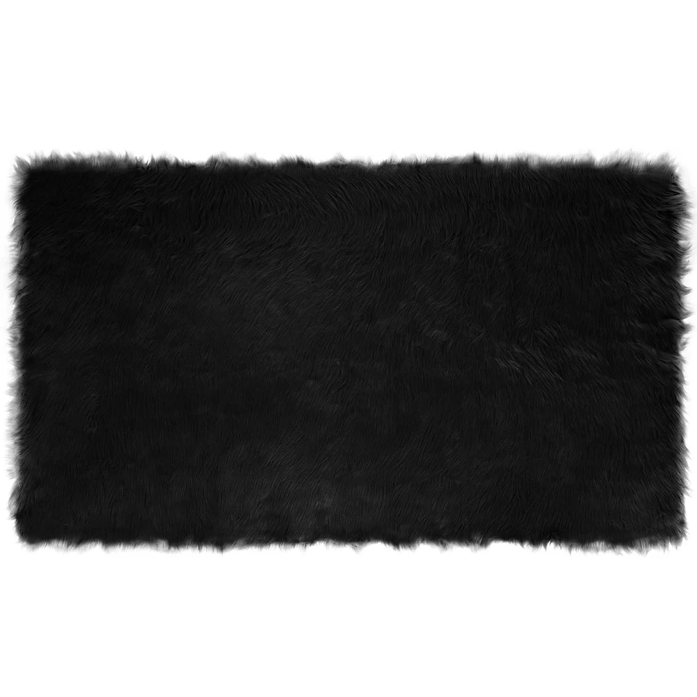 Dirbtinio avių kailio kilimas TAFALLA Juoda 100 x 200 cm
