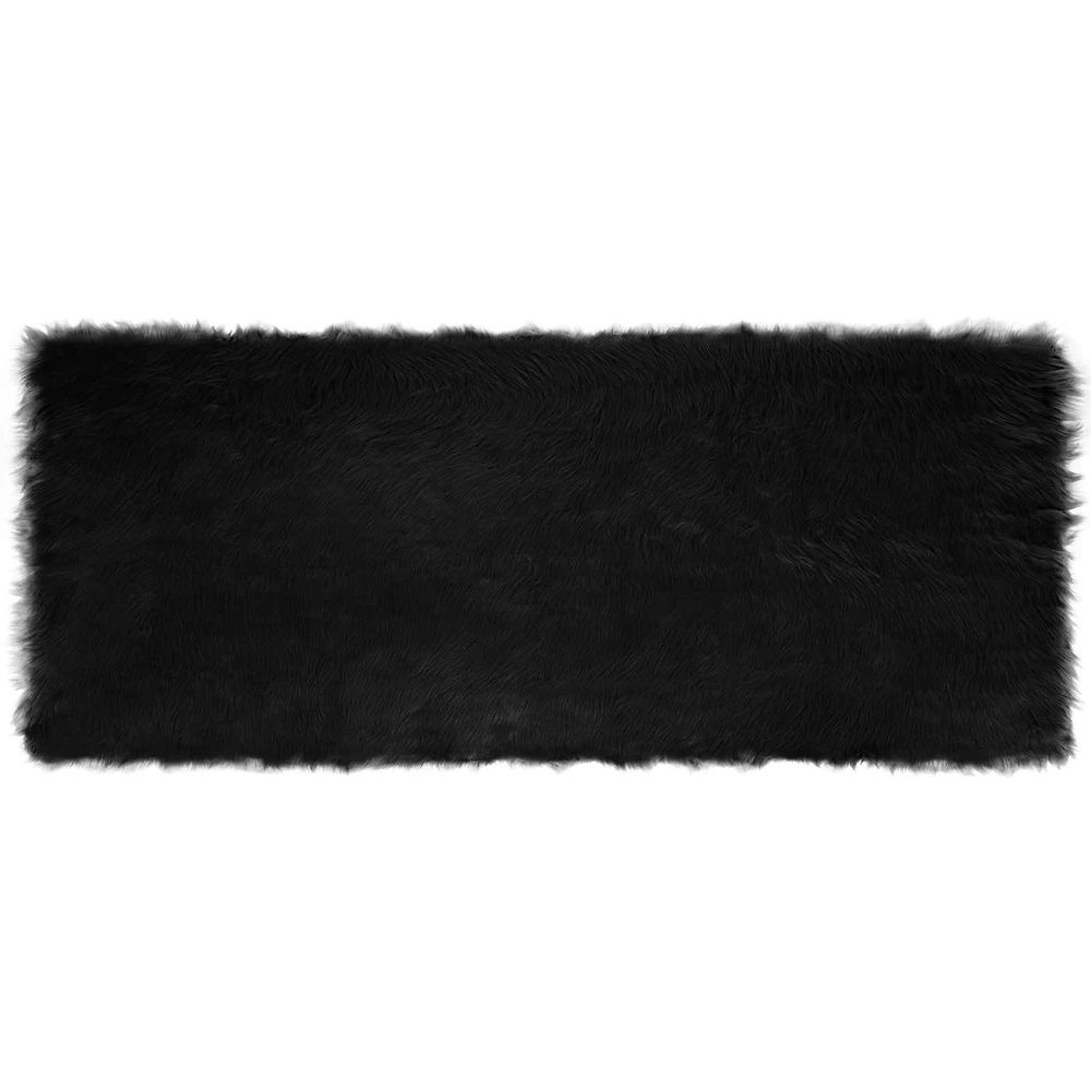 Dirbtinio avių kailio kilimas TAFALLA Juoda 80 x 200 cm