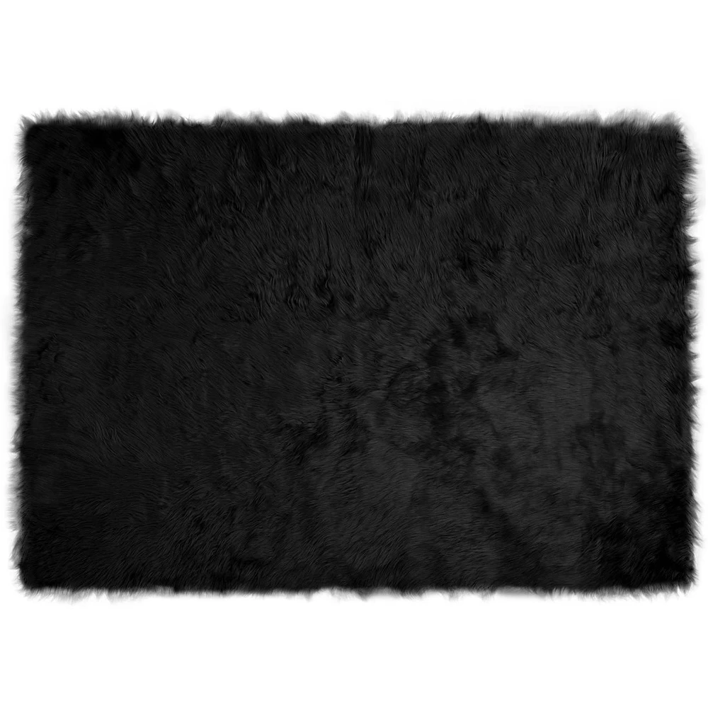 Dirbtinio avių kailio kilimas TAFALLA Juoda 140 x 200 cm