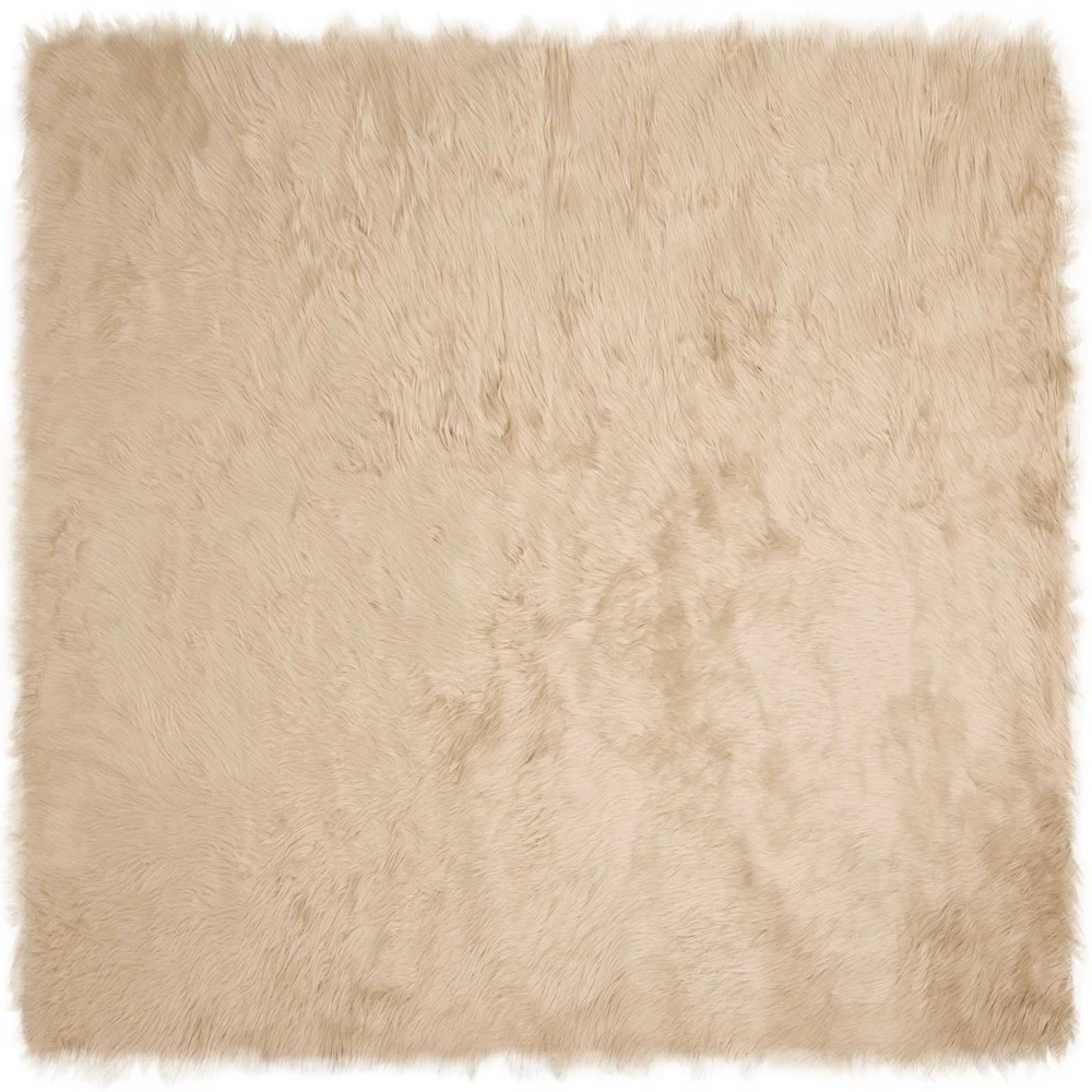 Dirbtinio avių kailio kilimas TAFALLA Smėlio 120 x 120 cm