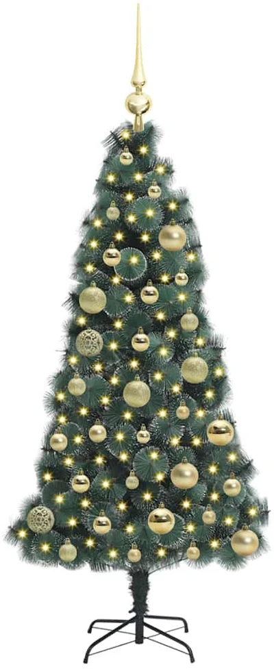 Dirbtinis Apšviestas Kalėdų Medis su Kamuoliukų Rinkinys Žalia
