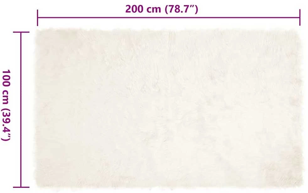 Dirbtinio avių kailio kilimas TAFALLA Balta 100 x 200 cm