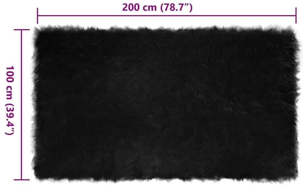 Dirbtinio avių kailio kilimas TAFALLA Juoda 100 x 200 cm