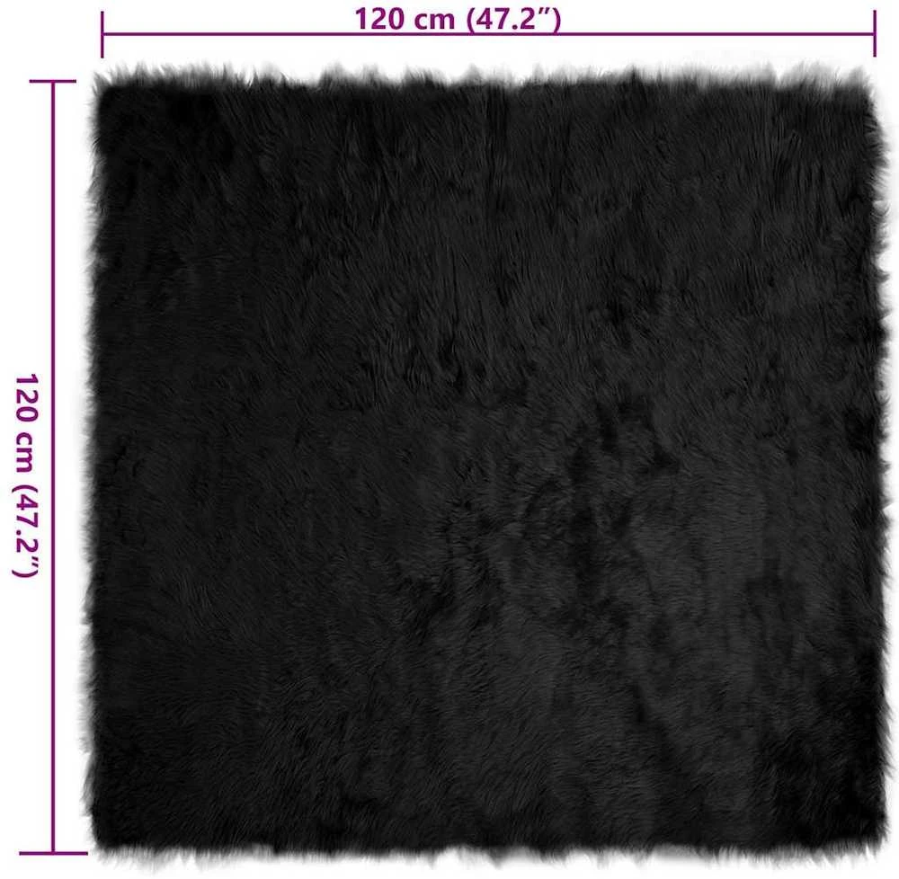 Dirbtinio avių kailio kilimas TAFALLA Juoda 120 x 120 cm