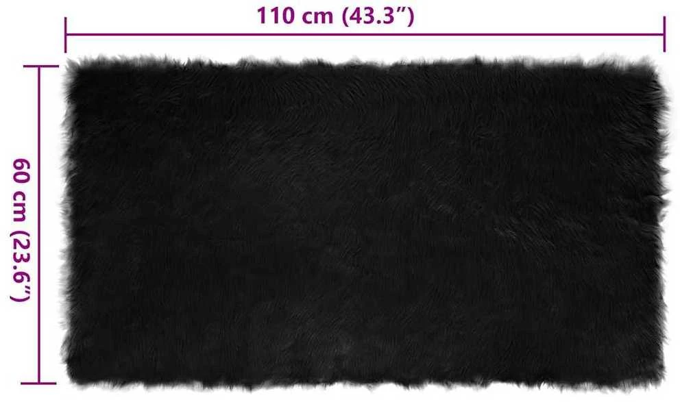 Dirbtinio avių kailio kilimas TAFALLA Juoda 60 x 110 cm