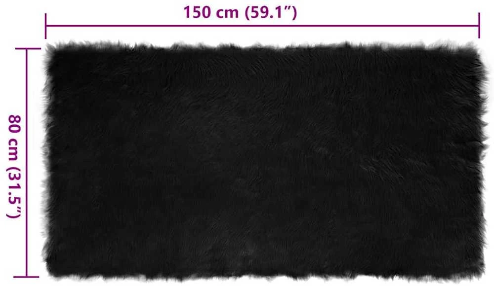 Dirbtinio avių kailio kilimas TAFALLA Juoda 80 x 150 cm