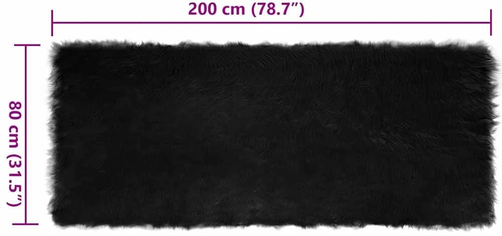Dirbtinio avių kailio kilimas TAFALLA Juoda 80 x 200 cm