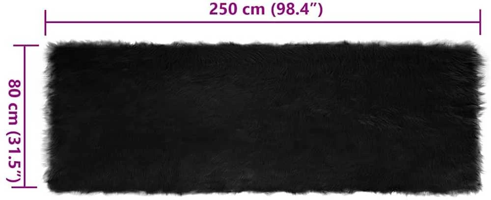 Dirbtinio avių kailio kilimas TAFALLA Juoda 80 x 250 cm