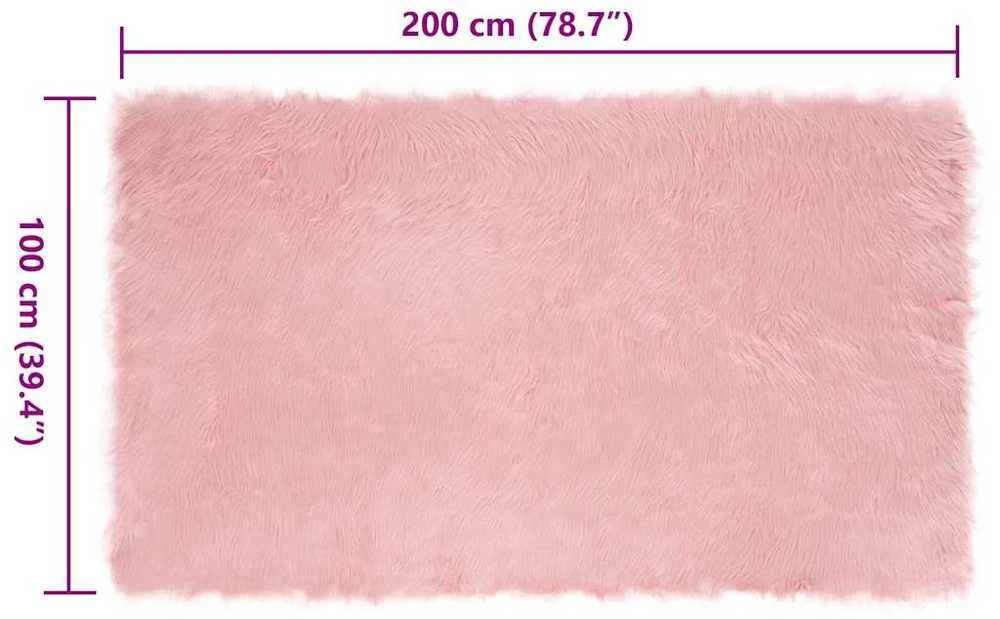 Dirbtinio avių kailio kilimas TAFALLA Rožinė 100 x 200 cm