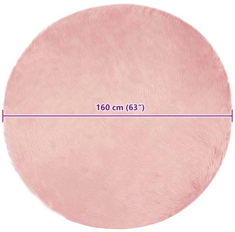 Dirbtinio avių kailio kilimas TAFALLA Rožinė Ø 160 cm