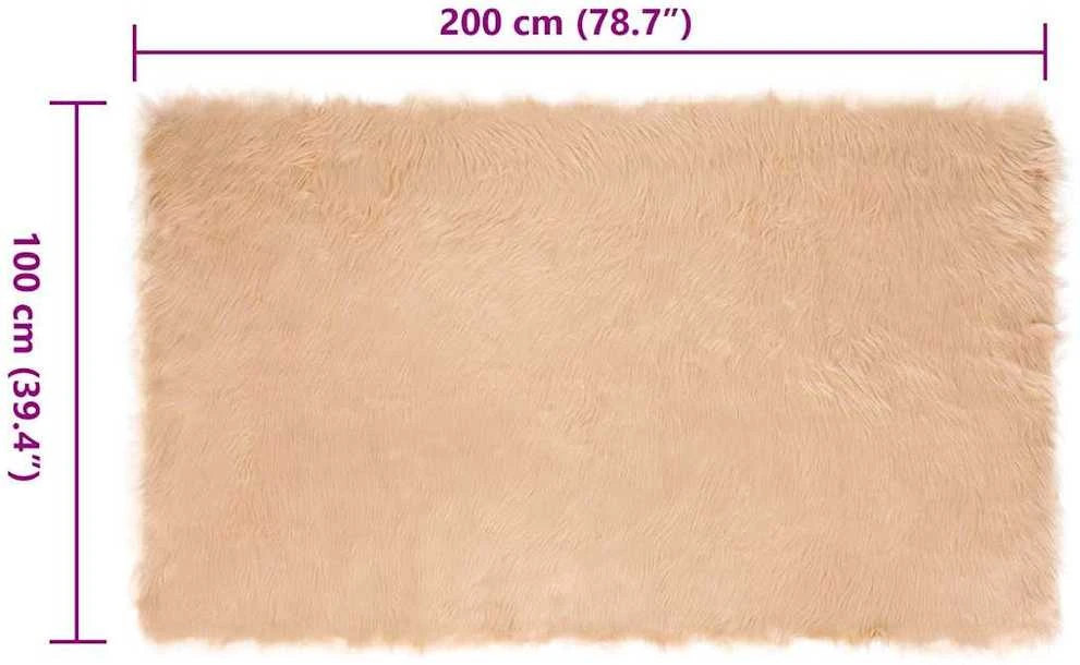 Dirbtinio avių kailio kilimas TAFALLA Smėlio 100 x 200 cm