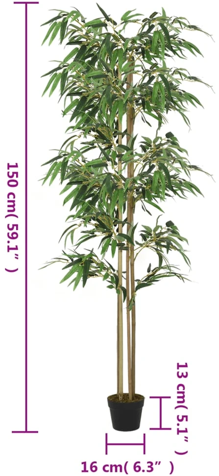Dirbtinis bambukas, žalios spalvos, 150cm, 988 lapai