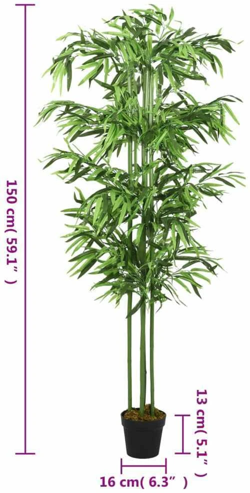 Dirbtinis bambukas, žalios spalvos, 150cm, 576 lapai