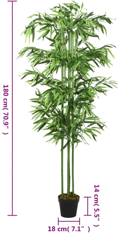 Dirbtinis bambukas, žalios spalvos, 180cm, 864 lapai