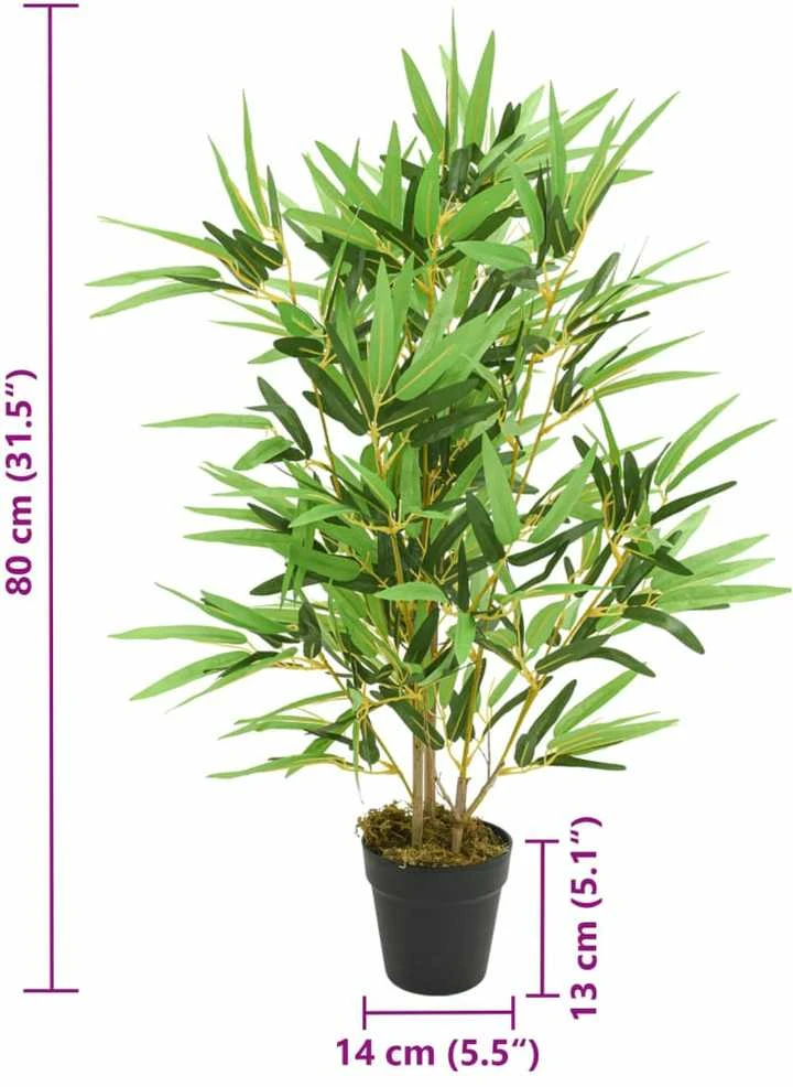 Dirbtinis bambukas, žalios spalvos, 80cm, 368 lapai