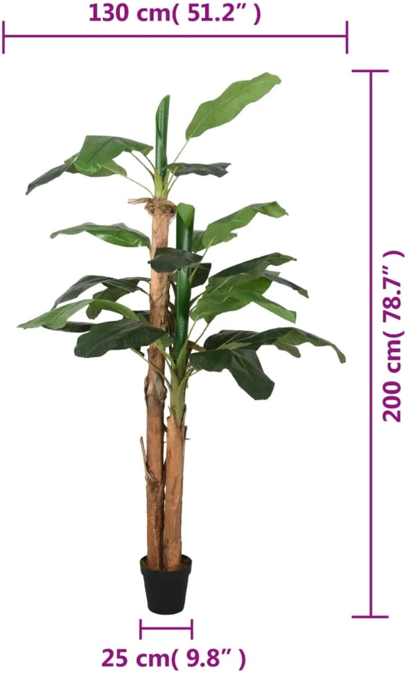 Dirbtinis bananmedis, žalios spalvos, 200cm, 22 lapai