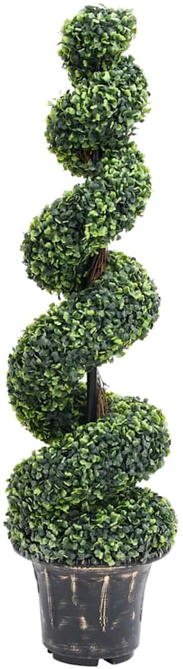 Dirbtinis buksmedis vazone, žalias, 117cm, spiralės formos