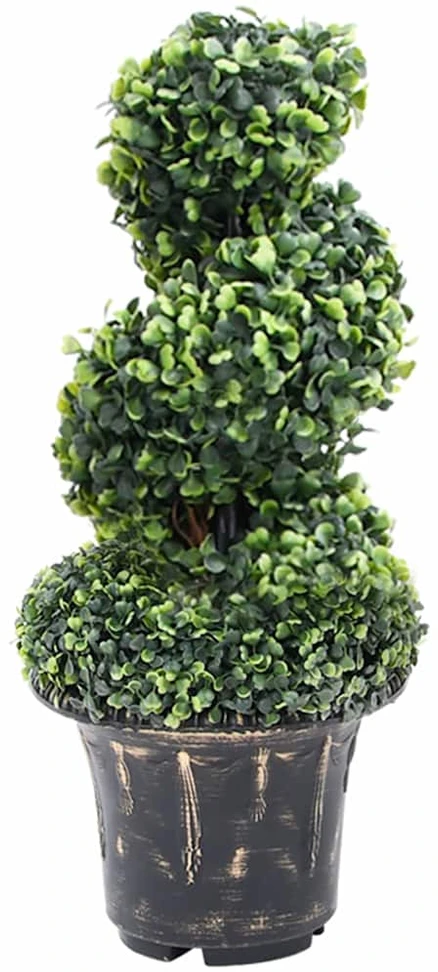 Dirbtinis buksmedis vazone, žalias, 59cm, spiralės formos