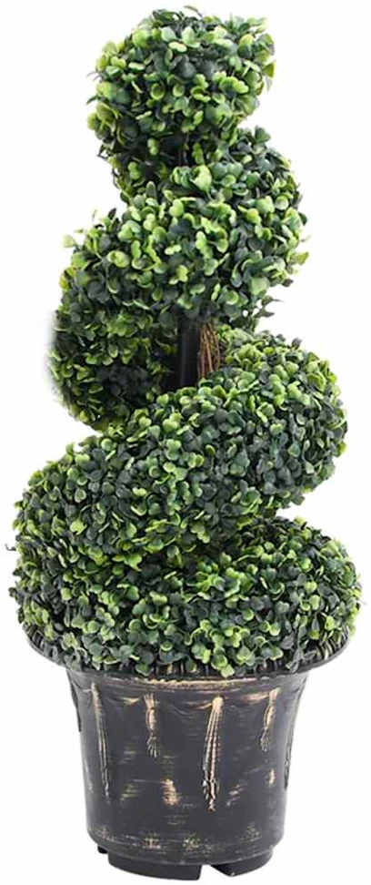 Dirbtinis buksmedis vazone, žalias, 89cm, spiralės formos