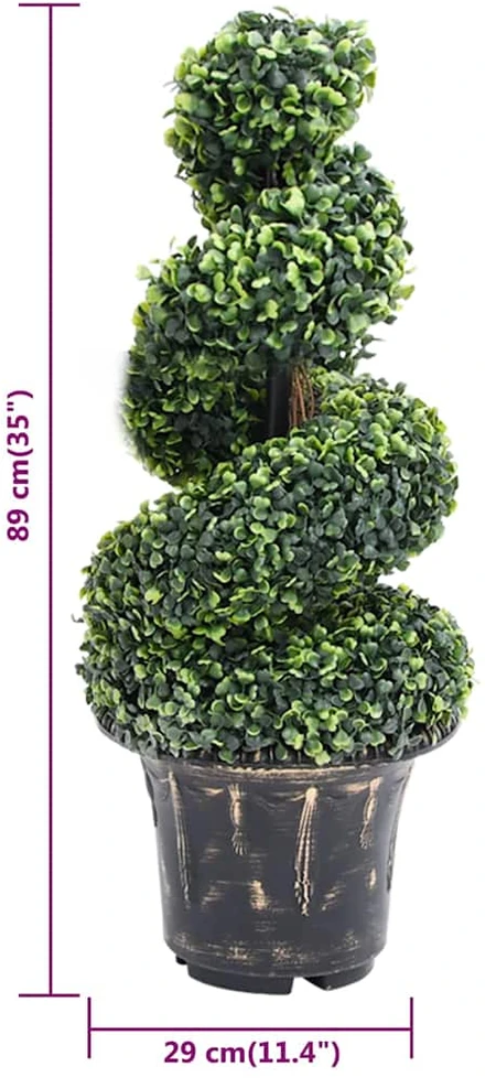 Dirbtinis buksmedis vazone, žalias, 89cm, spiralės formos