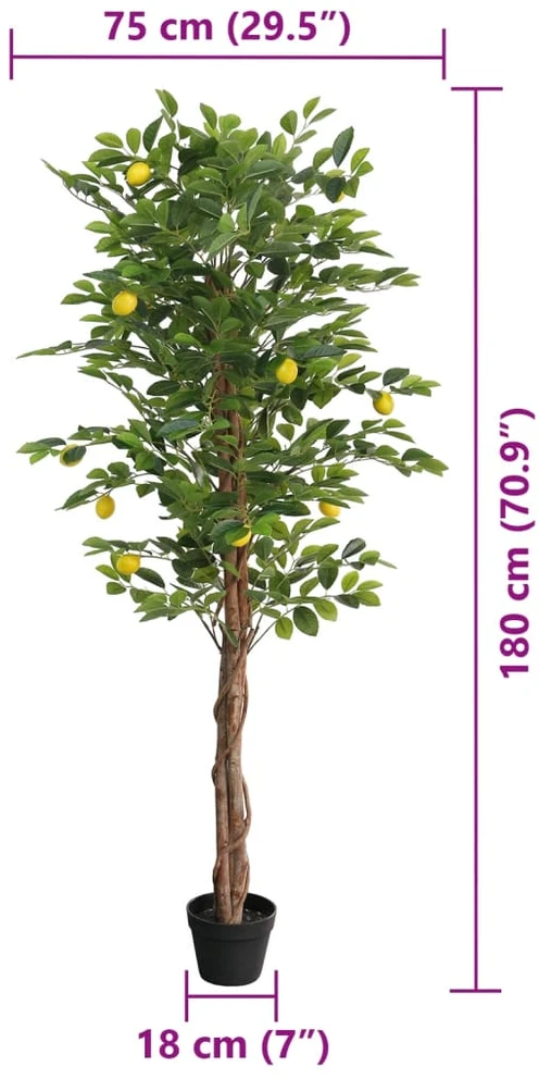 Dirbtinis citrinmedis su trimis kamienais, žalias, 180cm, PP