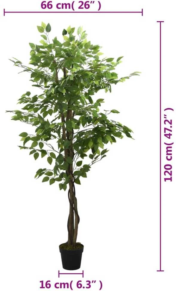 Dirbtinis fikusas, žalios spalvos, 120 cm, 630 lapai