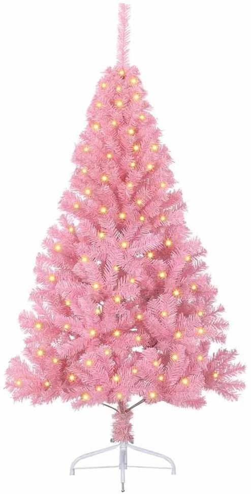 Dirbtinis prieššventinis eglutė su šviesomis Rožinė 150 cm PVC