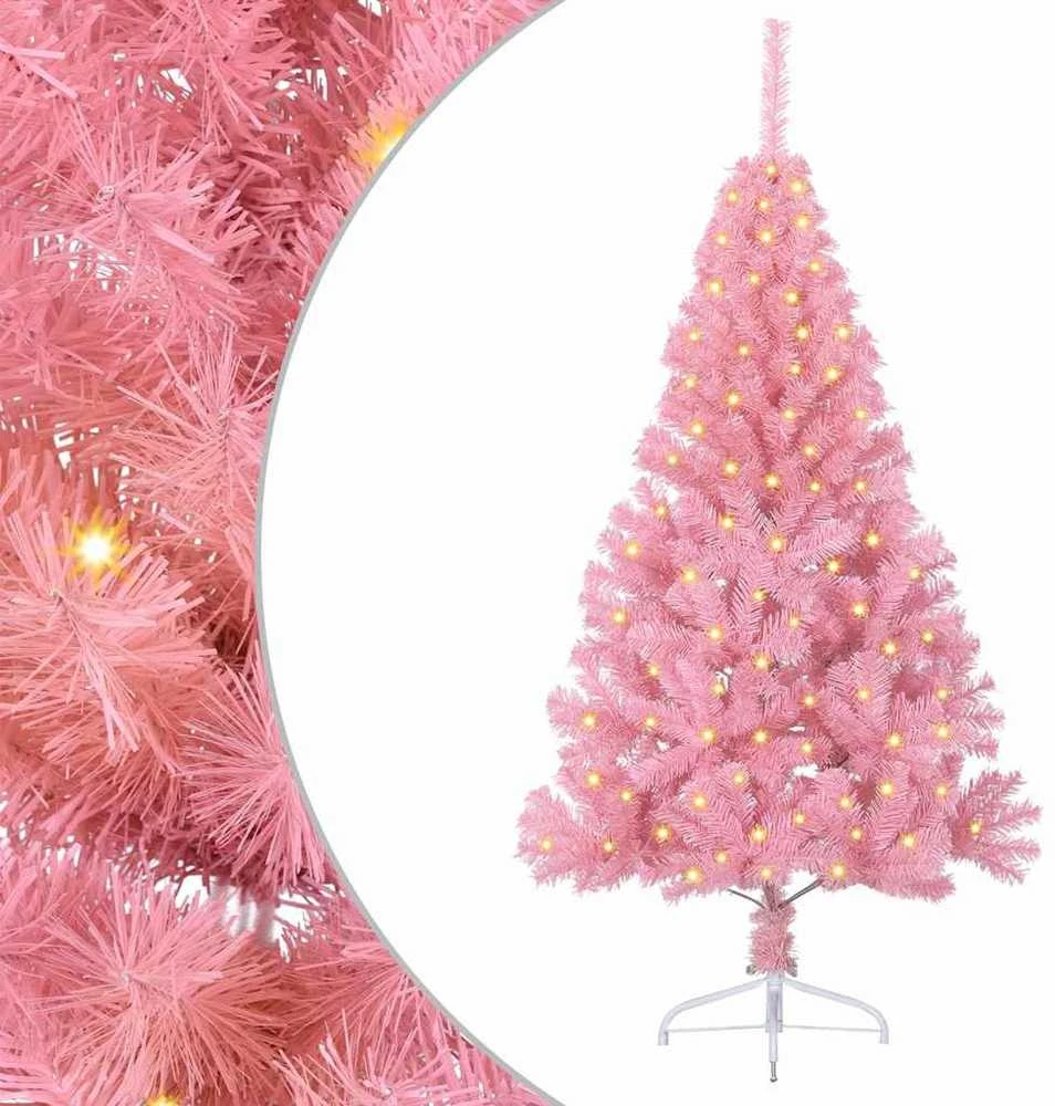 Dirbtinis prieššventinis eglutė su šviesomis Rožinė 150 cm PVC