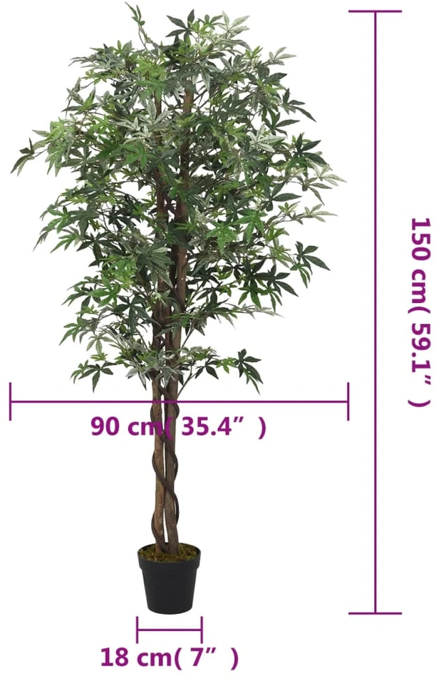 Dirbtinis klevas, žalios spalvos, 150cm, 504 lapai
