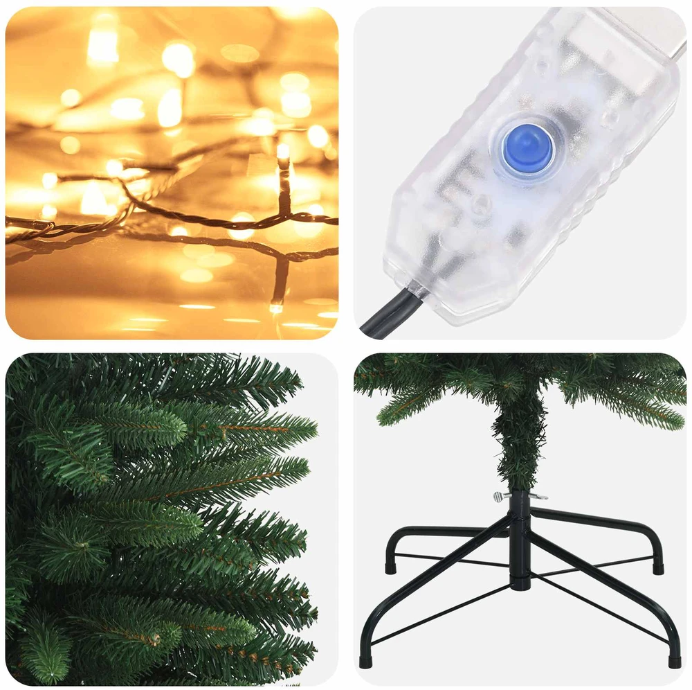 Dirbtinis lieknas Kalėdų medis 120 cm 150 LED Šilta balta PVC