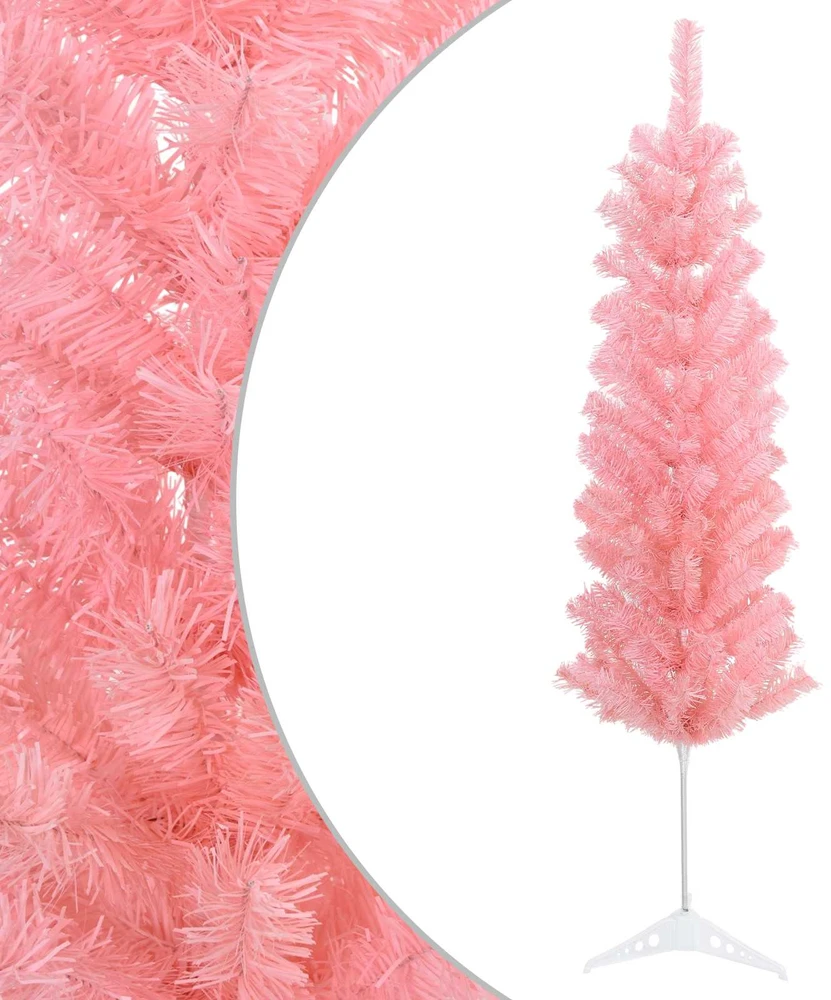 Dirbtinis lieknas Kalėdų medis 120 cm PVC ir Plienas Rožinė