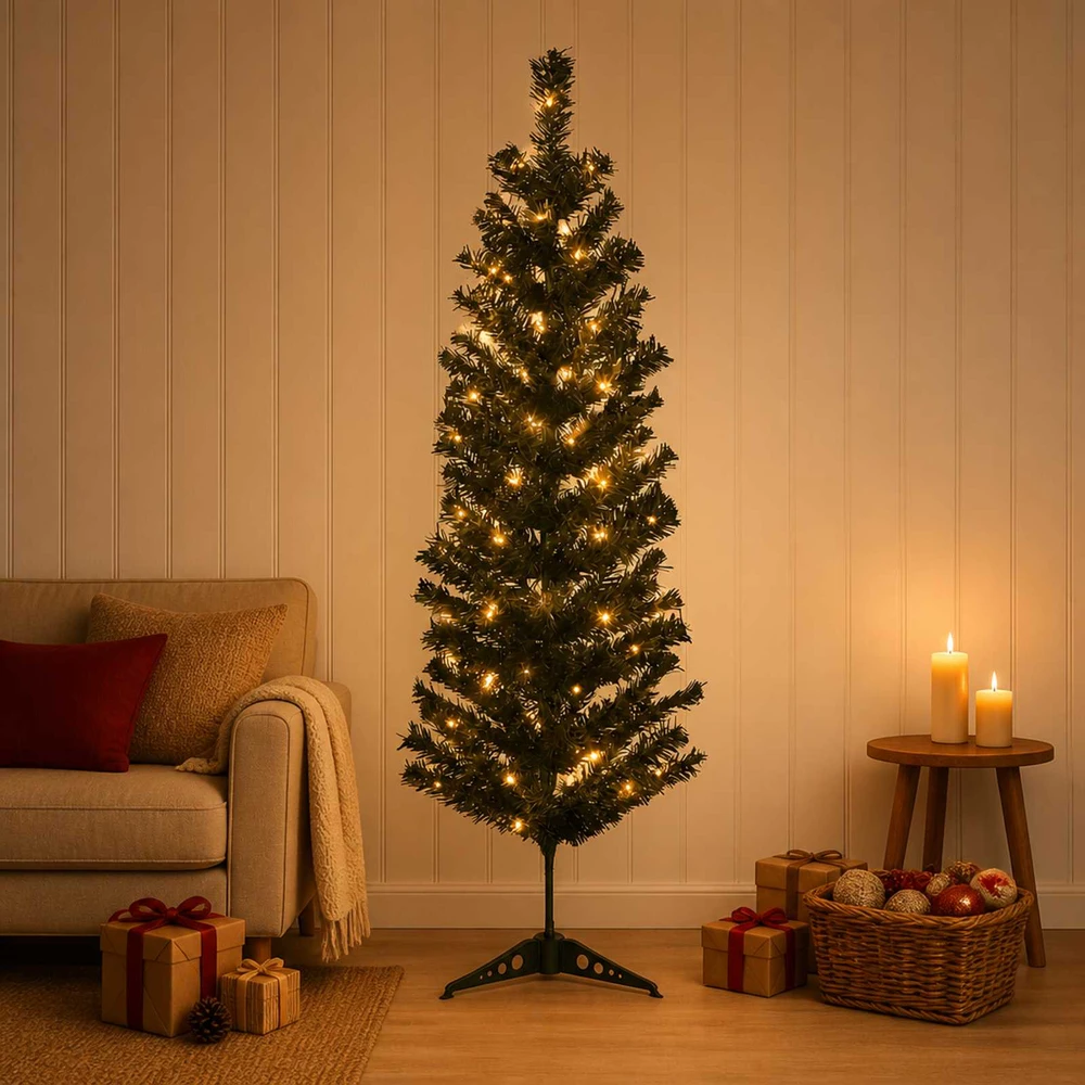Dirbtinis lieknas Kalėdų medis 150 cm 150 LED Šilta balta