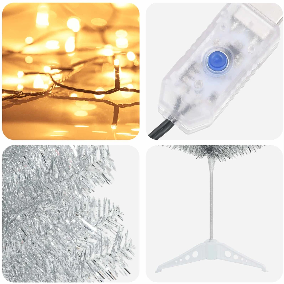 Dirbtinis lieknas Kalėdų medis 150 cm 150 LED Šilta balta