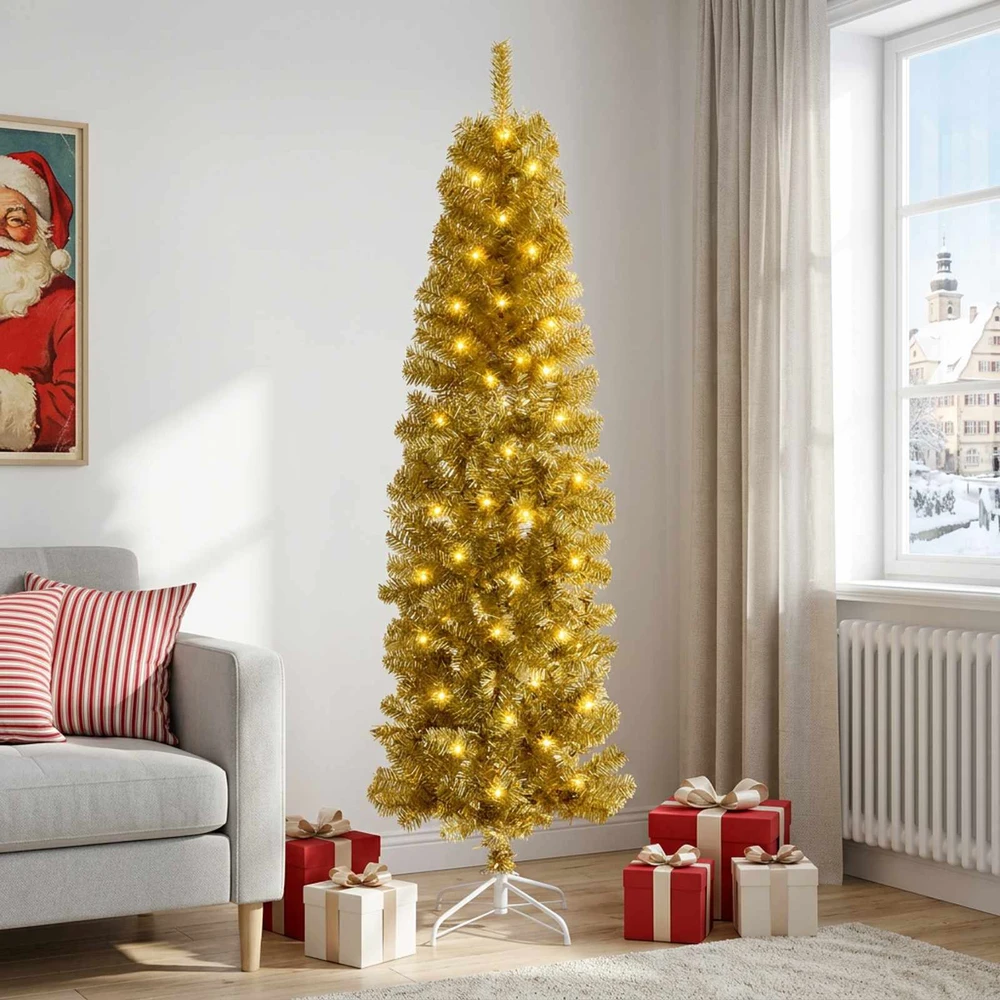 Dirbtinis lieknas Kalėdų medis 180 cm 300 LED Šilta balta