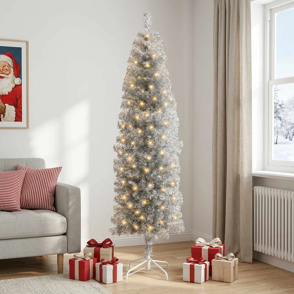 Dirbtinis lieknas Kalėdų medis 180 cm 300 LED Šilta balta