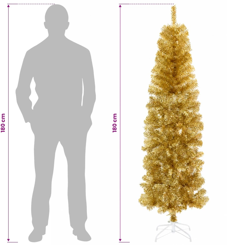 Dirbtinis lieknas Kalėdų medis 180 cm 300 LED Šilta balta