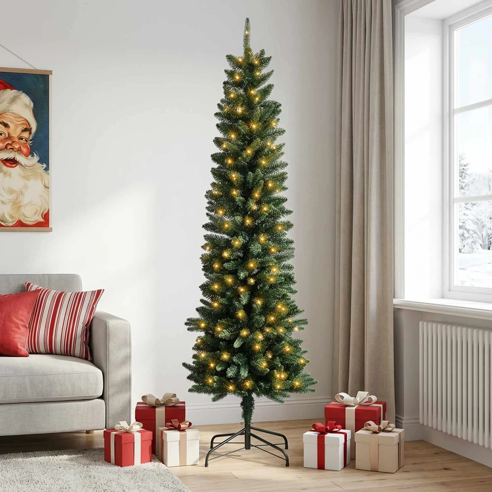 Dirbtinis lieknas Kalėdų medis 210 cm 300 LED Šilta balta
