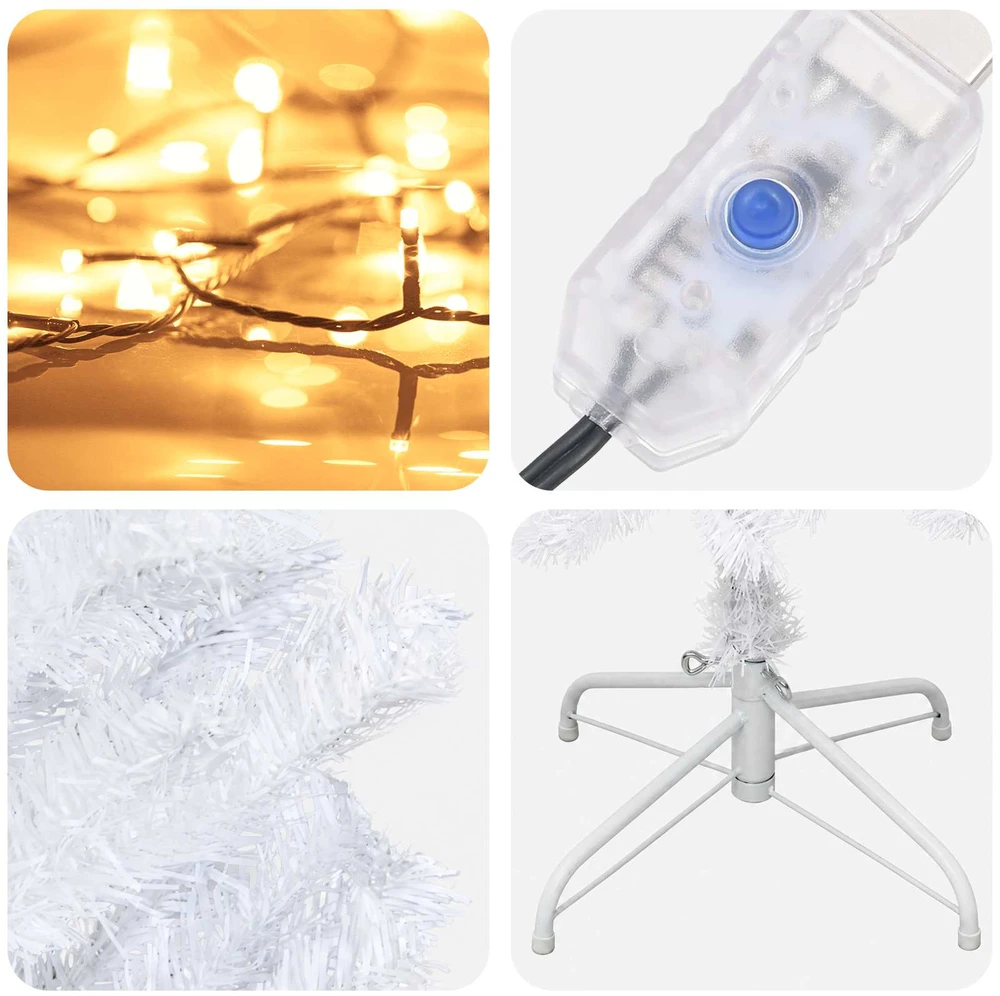 Dirbtinis lieknas Kalėdų medis 210 cm 300 LED Šilta balta
