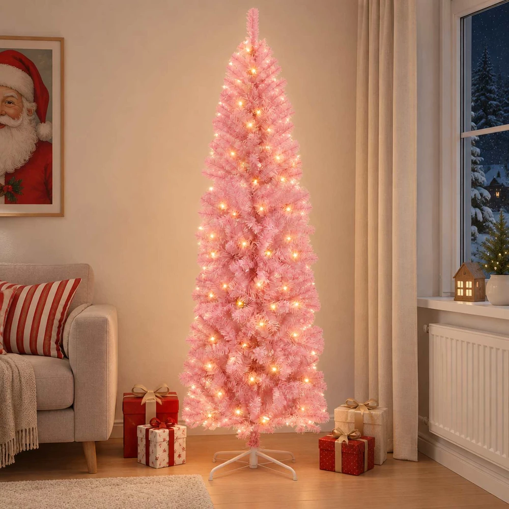 Dirbtinis lieknas Kalėdų medis 240 cm 300 LED Šilta balta