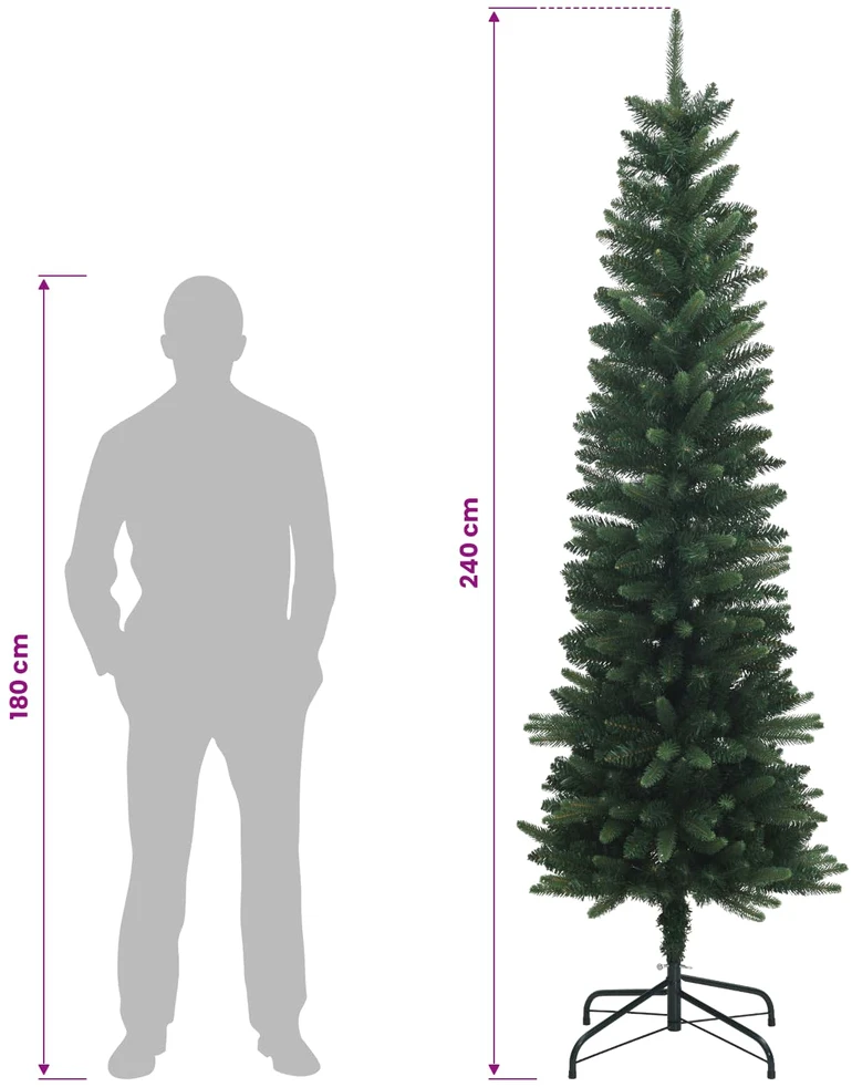 Dirbtinis lieknas Kalėdų medis 240 cm 300 LED Šilta balta