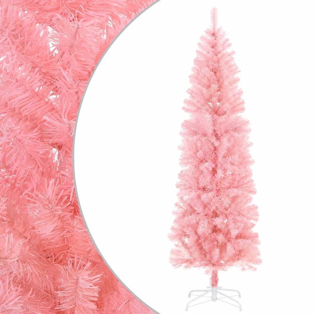 Dirbtinis lieknas Kalėdų medis 240 cm PVC ir Plienas Rožinė