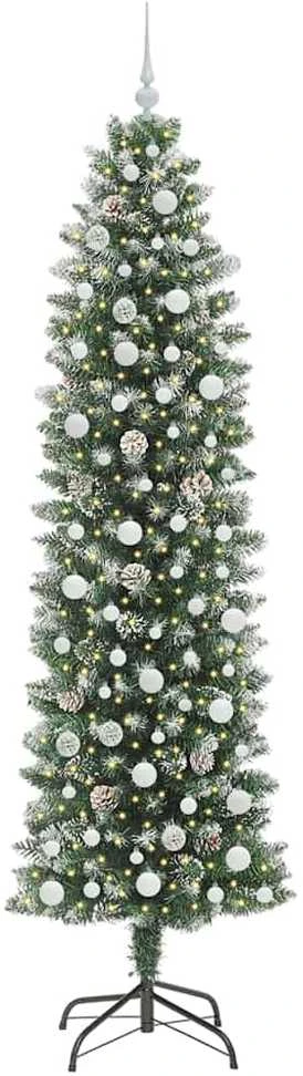 Dirbtinis lieknas Kalėdų medis Žalia ir balta 240 cm