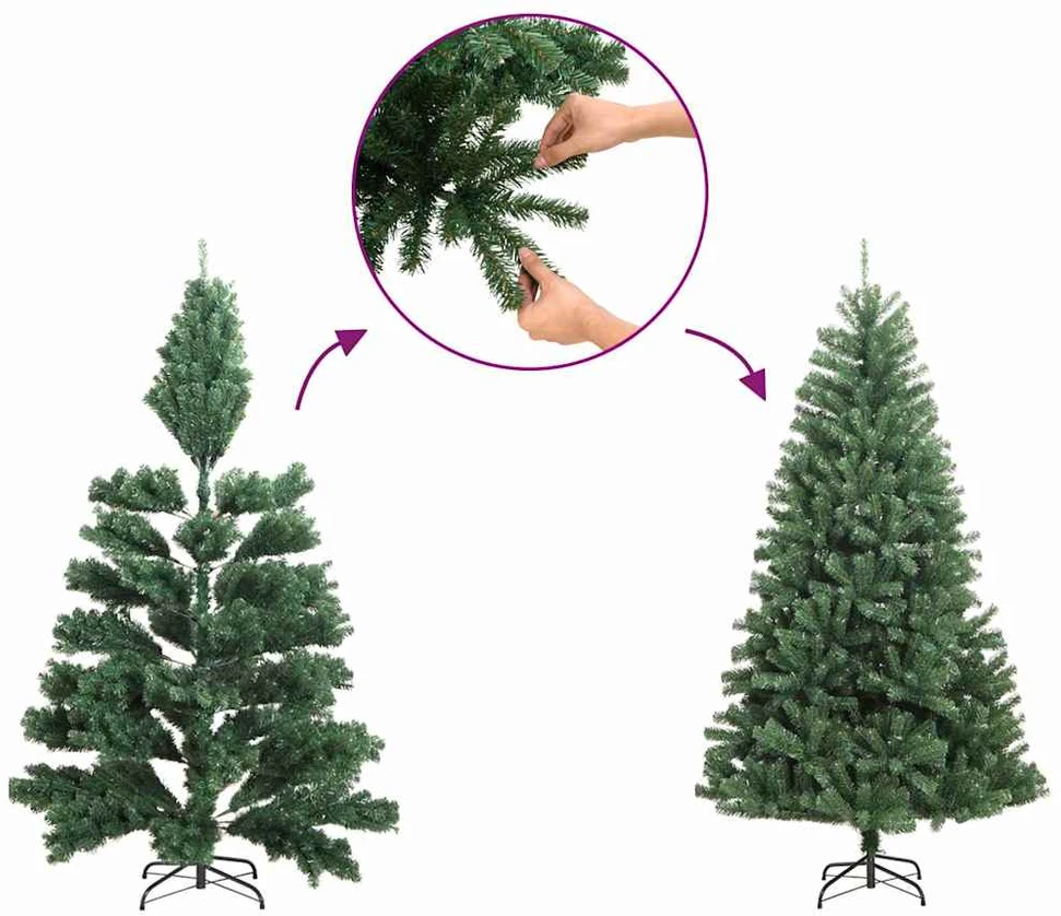 Dirbtinis lieknas Kalėdų medis Žalia ir balta 180 cm