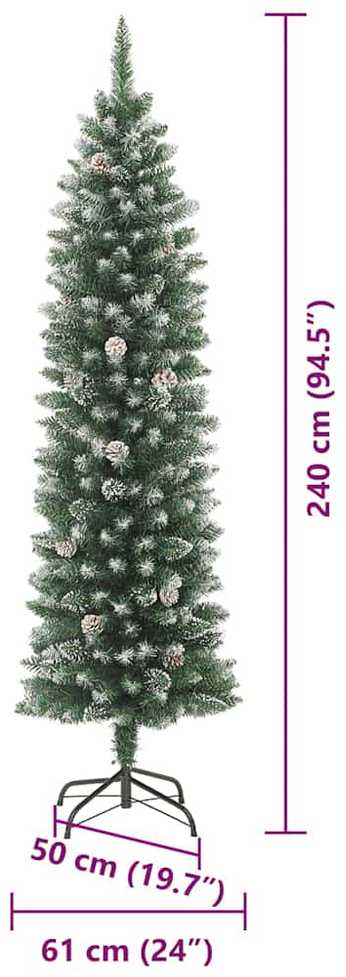Dirbtinis lieknas Kalėdų medis Žalia ir balta 240 cm