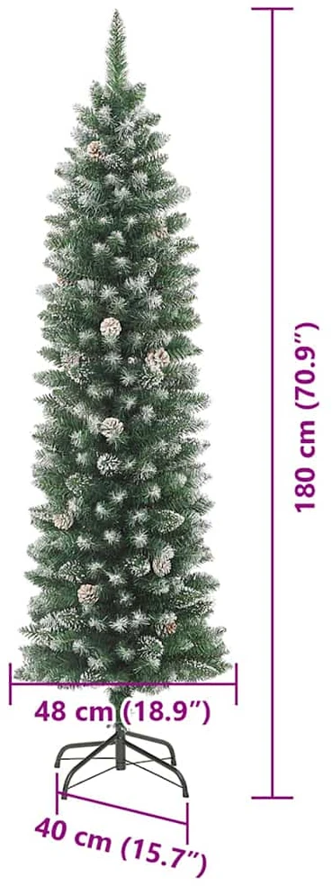 Dirbtinis lieknas Kalėdų medis Žalia ir balta 180 cm