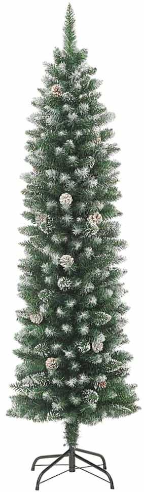 Dirbtinis lieknas Kalėdų medis Žalia ir balta 210 cm