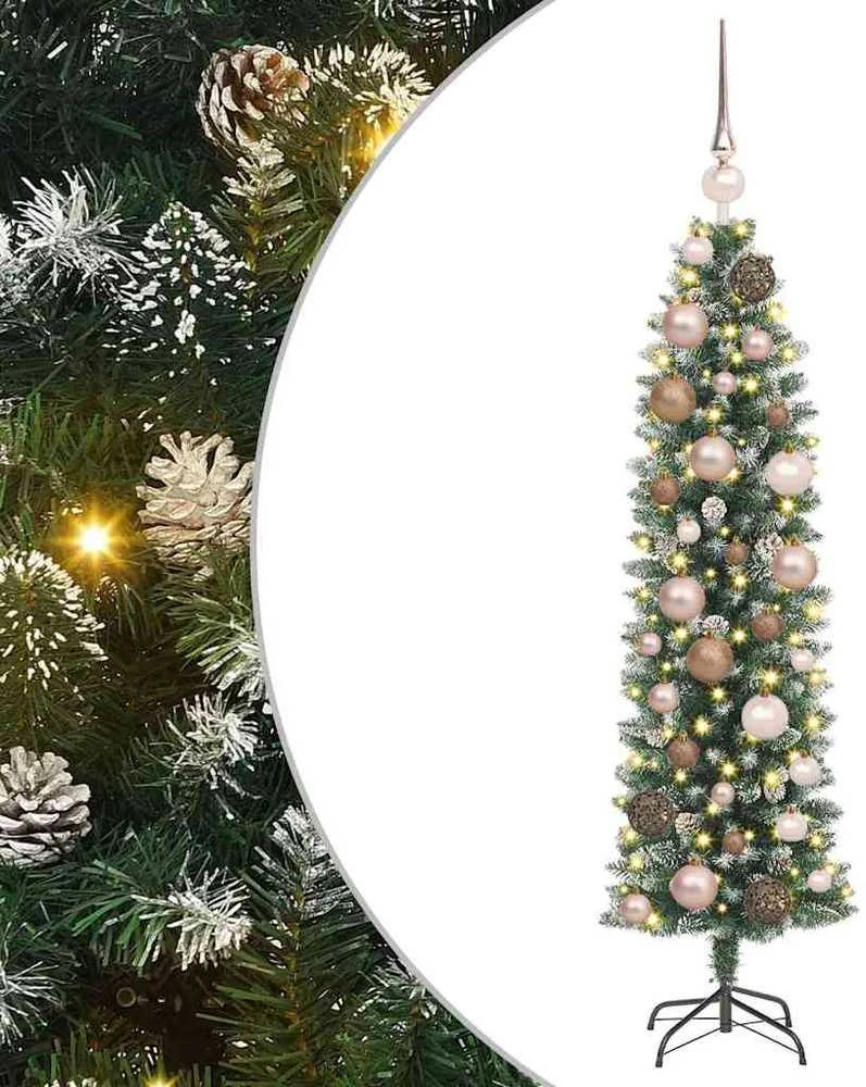 Dirbtinis lieknas Kalėdų medis Žalia ir balta 120 cm