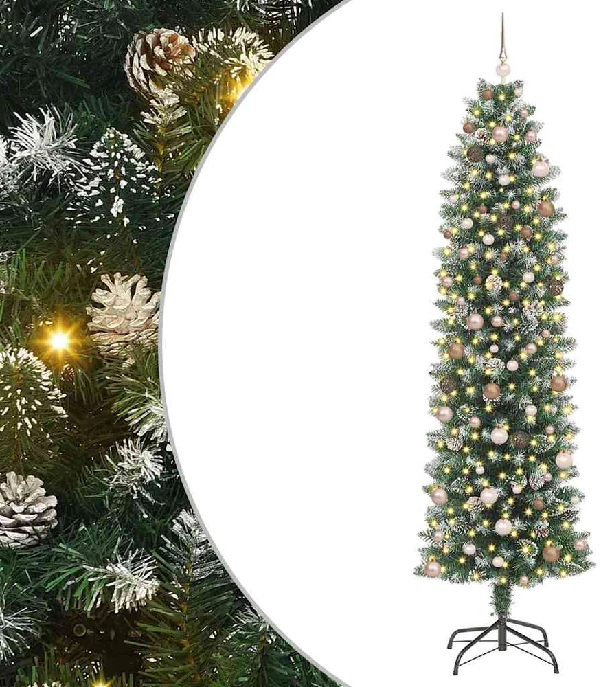 Dirbtinis lieknas Kalėdų medis Žalia ir balta 240 cm