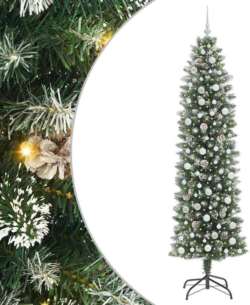 Dirbtinis lieknas Kalėdų medis Žalia ir balta 240 cm