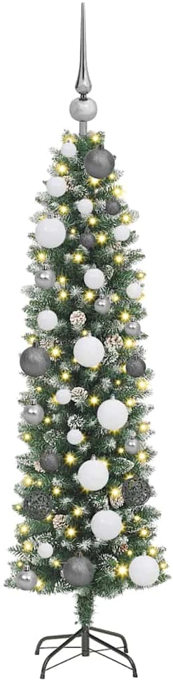 Dirbtinis lieknas Kalėdų medis Žalia ir balta 120 cm